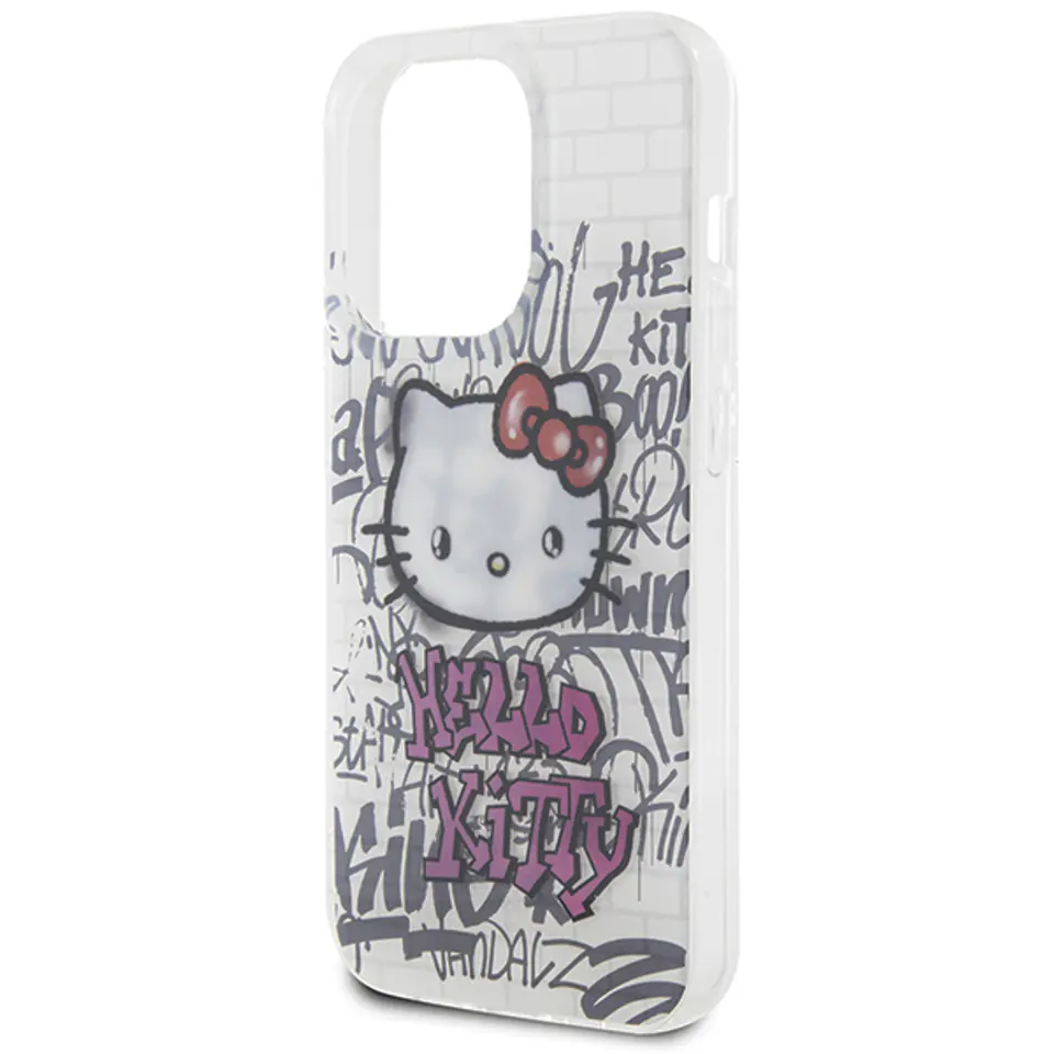 Oryginalne Etui APPLE IPHONE 15 PRO MAX Hello Kitty Hardcase IML Kitty On Bricks Graffiti (HKHCP15XHDGPHT) białe