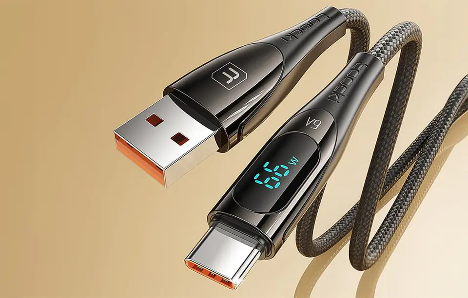 Kabel USB do USB-C Toocki, 1m, 66W (czarny)