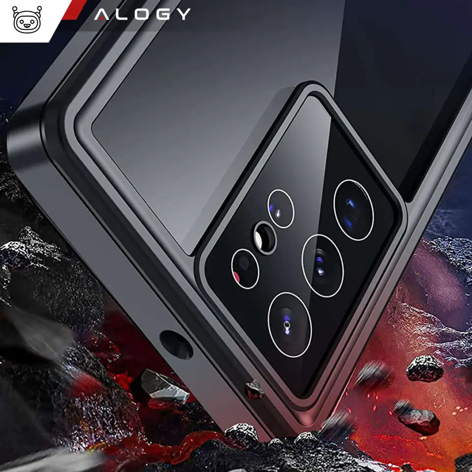 Etui wodoodporne do Samsung Galaxy S23 Ultra 360 Alogy Pancerne Armor IP68 ze smyczką Czarne
