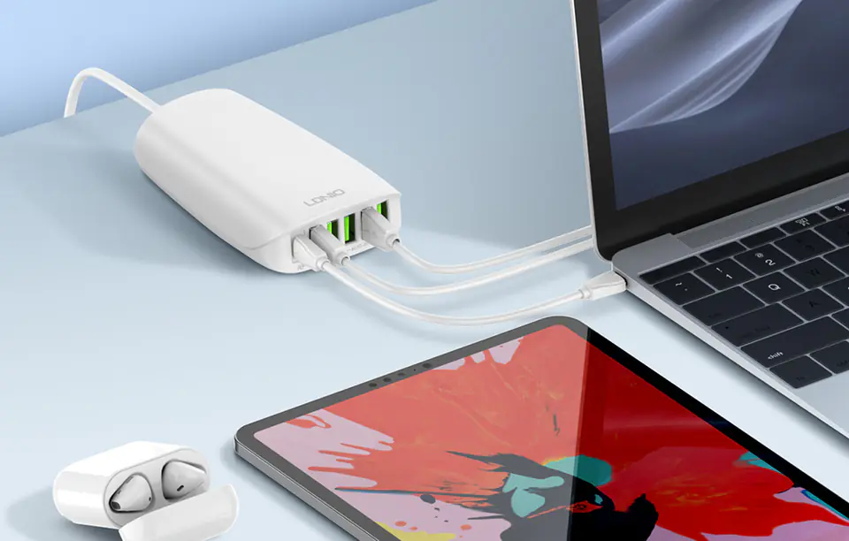 Ładowarka sieciowa LDNIO A6573C EU 5USB, USB-C 65W + Przewód zasilający