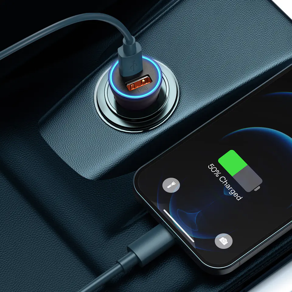 FruthTec - Mobile Accessoires - Baseus Golden Contactor Max Auto Ladegerät  Dual Fast Charger U+C 60W mit Licht
