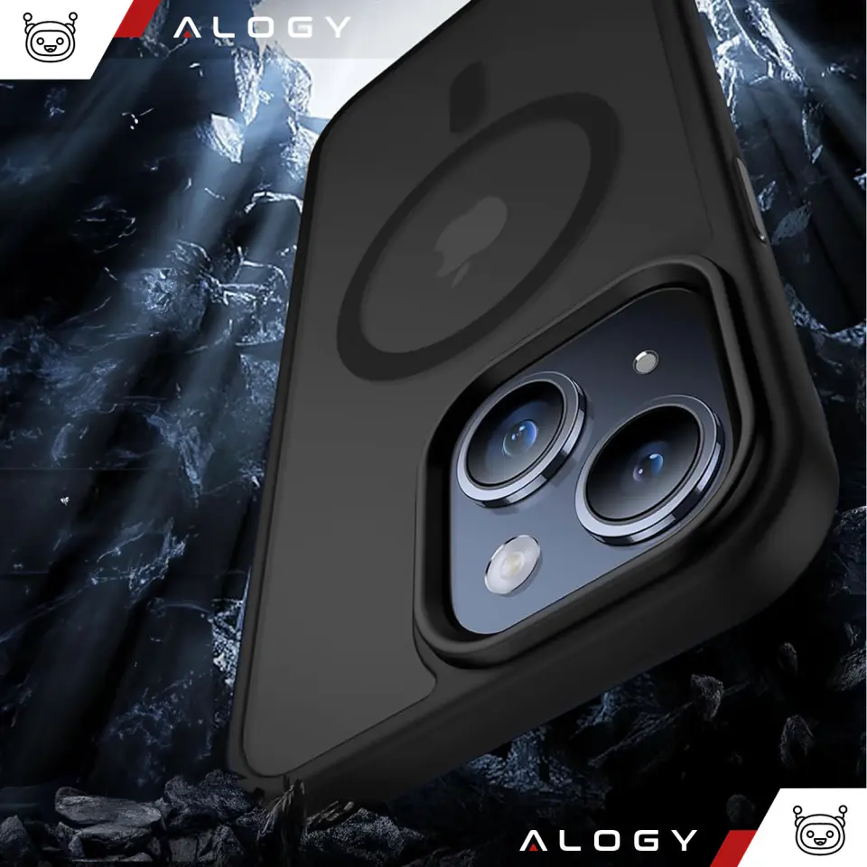 Etui do iPhone 15 Plus MagSafe Matt Case Cover matowe obudowa Alogy Ring pancerne na telefon Czarne