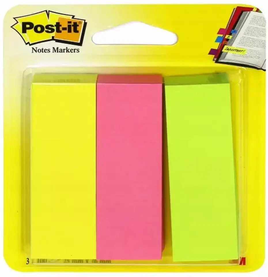 Znaczniki samoprzylepne POST-IT 26x76mm 671/3 neonowe 3x100 3M