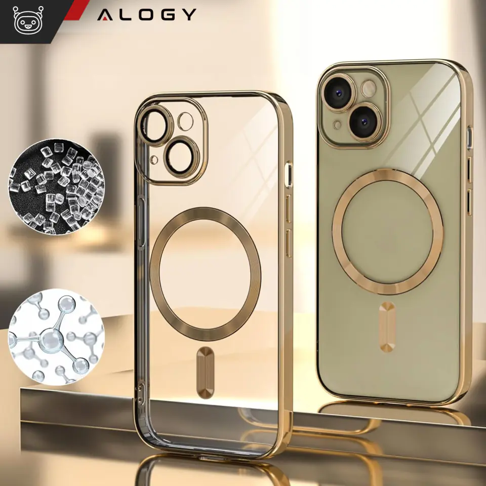 Etui MagSafe Case do iPhone 15 Plus Glamour Luxury obudowa Slim Ring Alogy Czarny przezroczysty