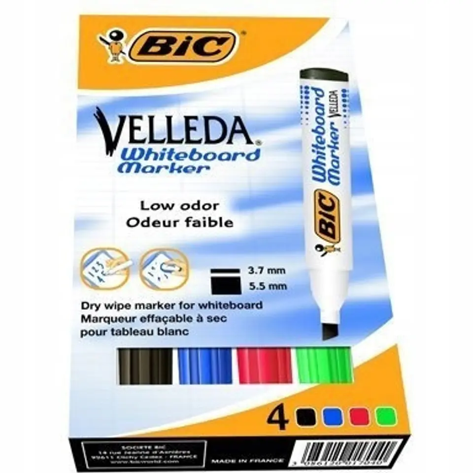 Marker BIC ECO VELLEDA 1751 suchościeralny mix 4 kolorów 904950