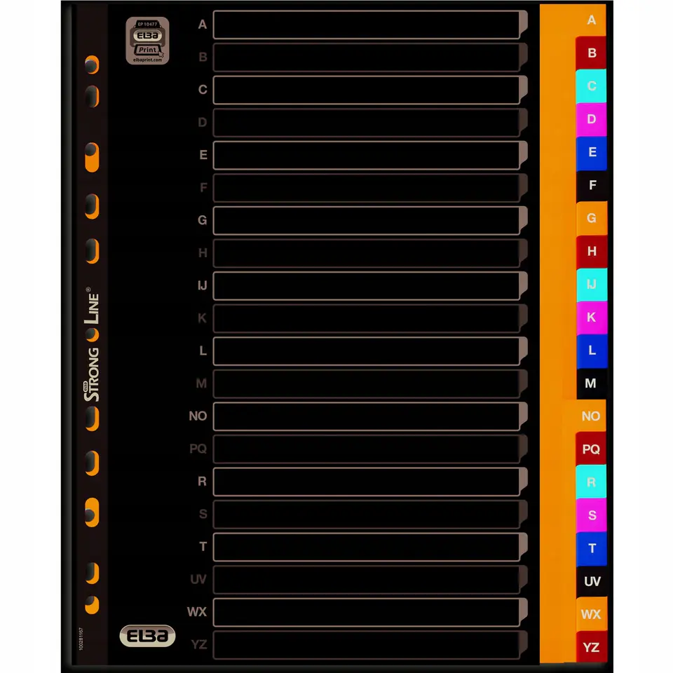 Przekładki A4 MAXI A-Z kolor PP alfabetyczne ELBA 100204733