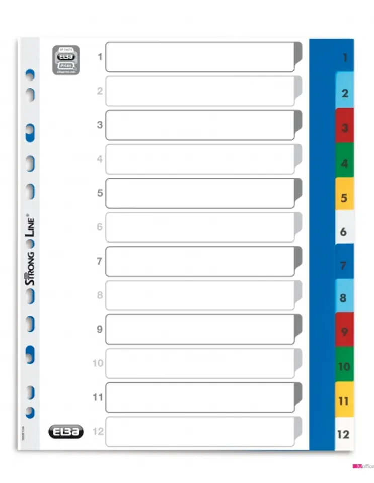 Przekładki A4 MAXI 1-12 kolor PP numeryczne OXFORD 100204813