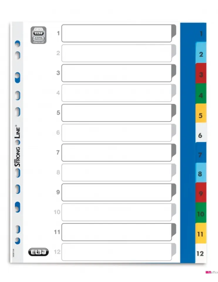 Przekładki A4 MAXI 1-12 kolor PP numeryczne ELBA 100204813