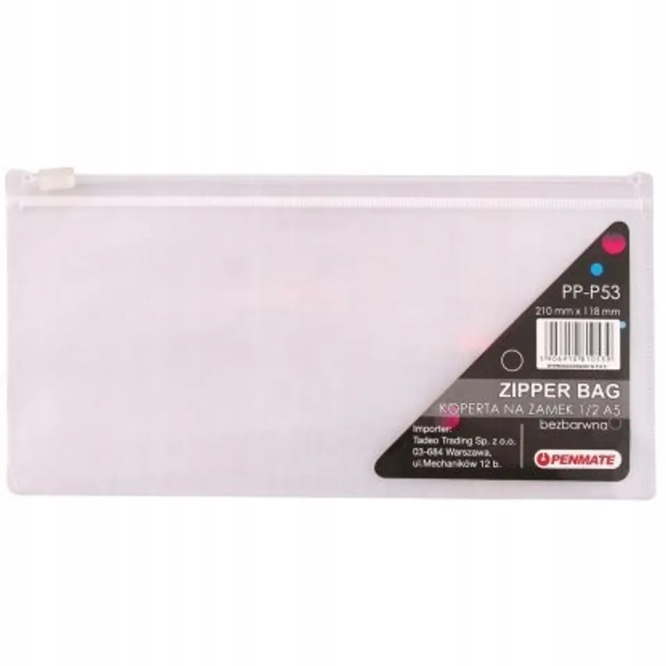 Koperta na zamek DL 1/3 A4 bezbarwna PP-P53 TT6694 PENMATE