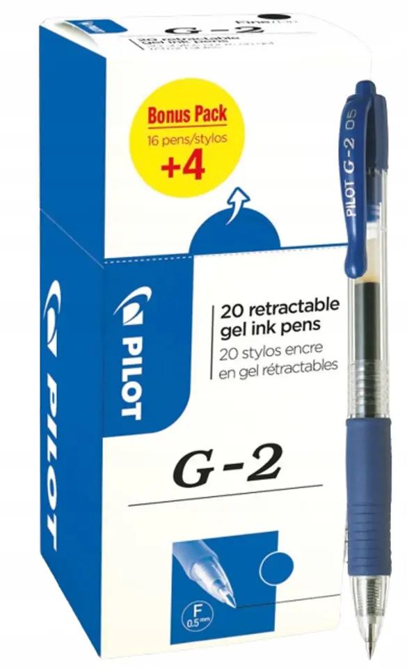 Pióro żelowe G2 bonus pack 16+ 4 gratis niebieski PILOT PIBLG2-L-BOX-20