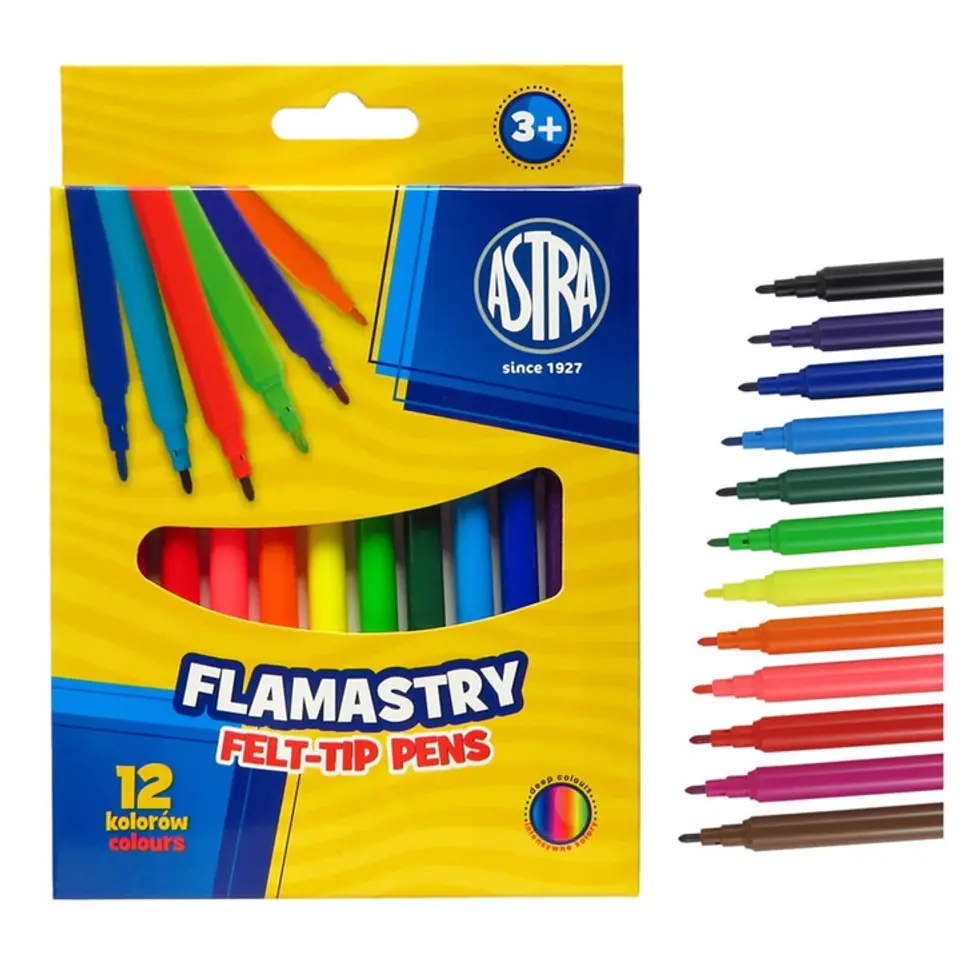 Flamastry zestaw 12 kolorów pisaki mazaki 314107001 ASTRA
