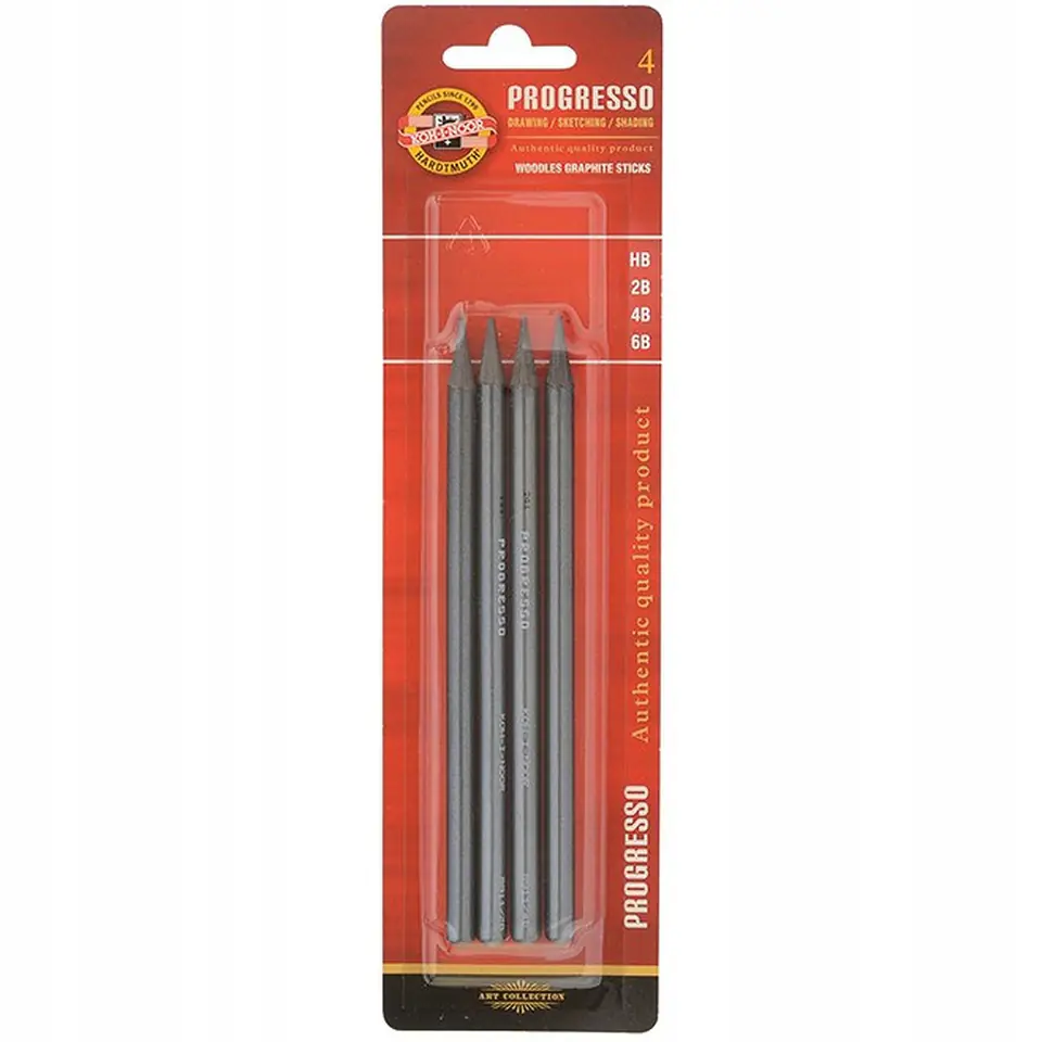 Ołówek PROGRESSO zestaw 4szt- HB,2B,4B,6B KOH-I-NOOR 9814