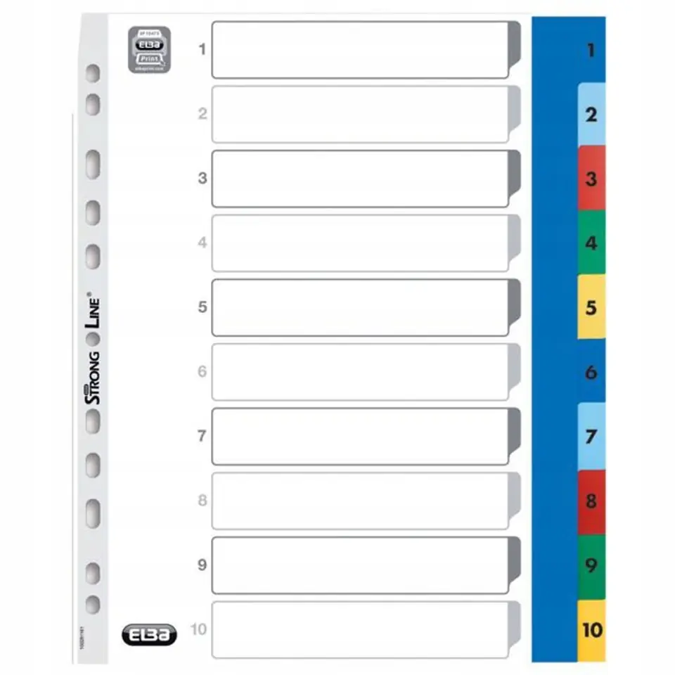 Przekładki A4 MAXI 1-10 kolor PP numeryczne ELBA 100205095