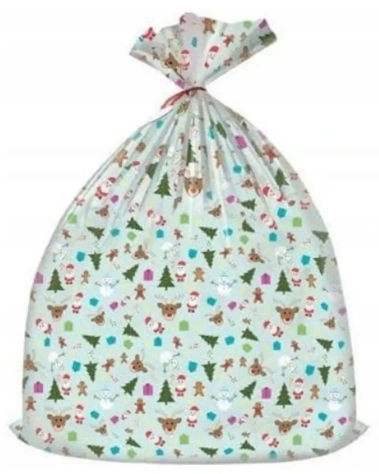 Worek upominkowy CHRISTMAS plastik XXL mix wzorów 92x110 PaKaDo