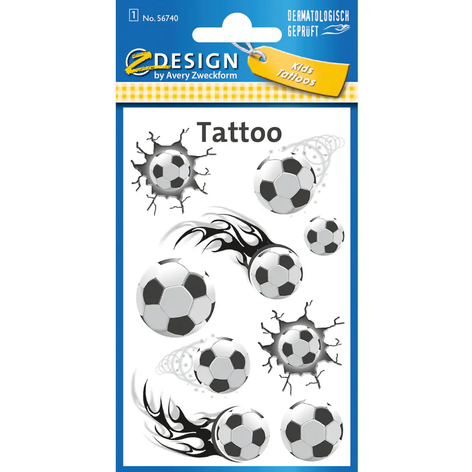 Naklejki tatuaże dla dzieci PIŁKA 56740 Z-DESIGN KIDS TATTOO AVERY ZWECKFORM