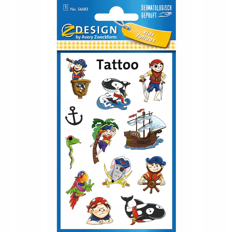 Naklejki tatuaże dla dzieci PIRACI 56683 Z-DESIGN KIDS TATTOO AVERY ZWECKFORM