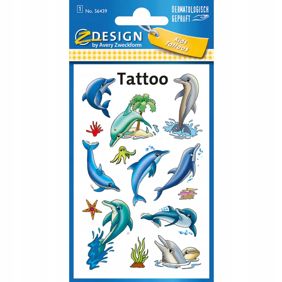 Naklejki tatuaże dla dzieci DELFINKI 56439 Z-DESIGN TATTOO AVERY ZWECKFORM