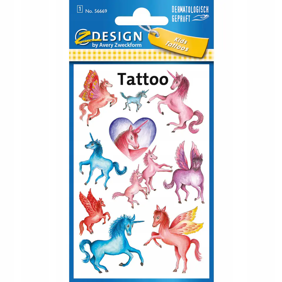 Naklejki tatuaże dla dzieci PEGAZY 56669 Z-DESIGN KIDS TATTOO AVERY ZWECKFORM