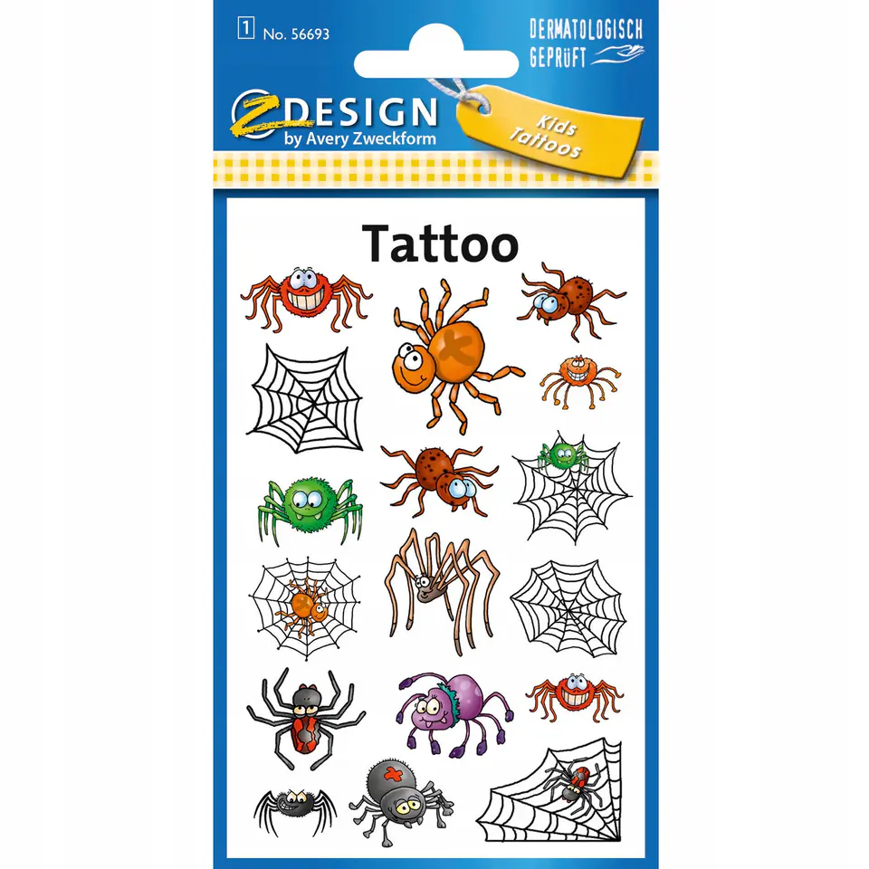 Naklejki tatuaże dla dzieci PAJĄKI 56693 Z-DESIGN KIDS TATTOO AVERY ZWECKFORM