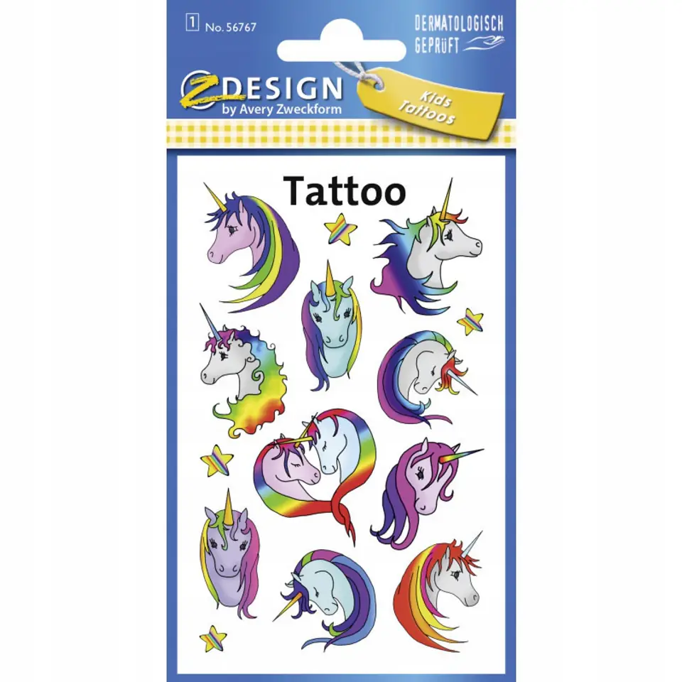 Naklejki tatuaże dla dzieci JEDNOROŻEC 56767 Z-DESIGN KIDS TATTOO AVERY ZWECKFORM