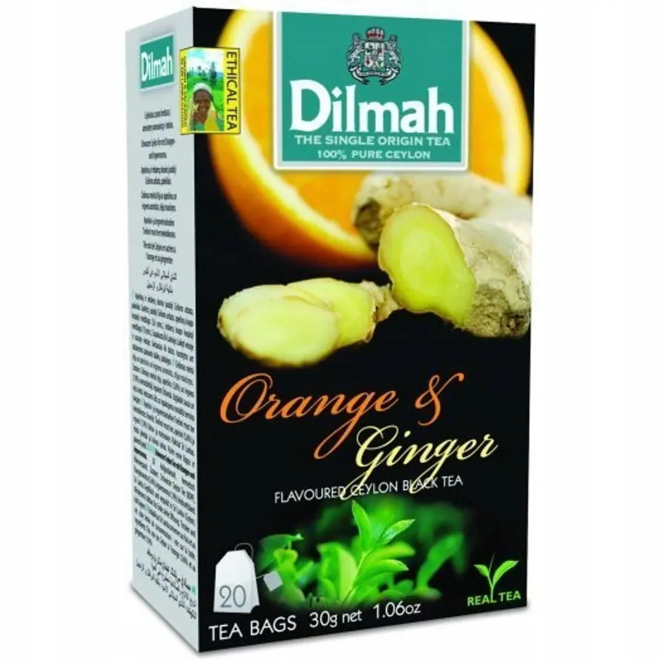 Herbata DILMAH (20 torebek) czarna z aromatem Pomarańczy i Imbiru