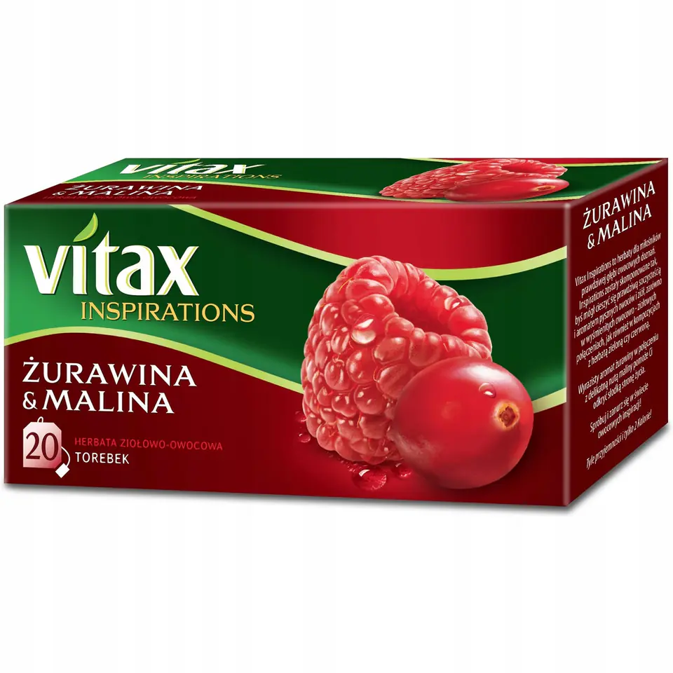 Herbata VITAX INSPIRATIONS (20 torebek*2g) Żurawina i Malina zawieszka