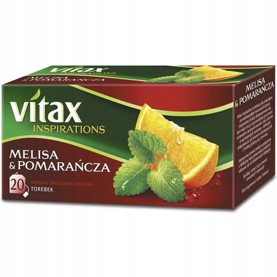 Herbata owocowo-ziołowa VITAX INSPIRATIONS (20 torebek z zawieszką) 33g Melisa&pomarańcza