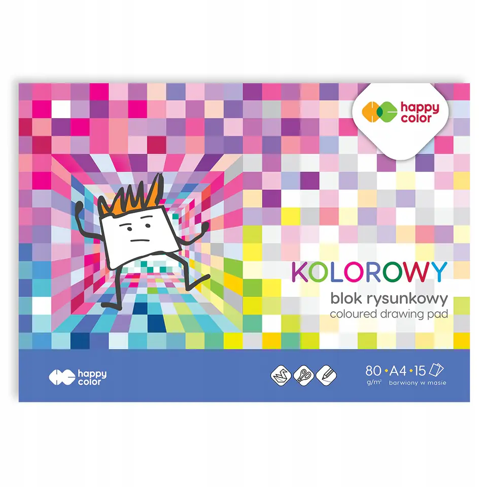 Blok rysunkowy kolorowy A4 15k 80g HA 3708 2030-09 HAPPY COLOR