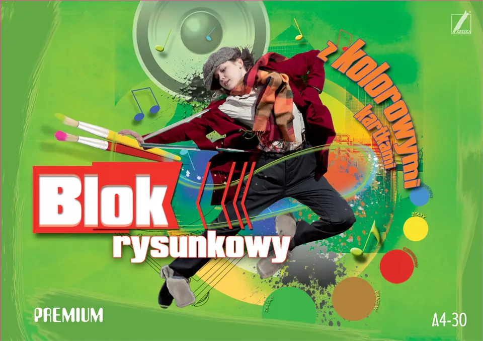 Blok rysunkowy kolorowy A4 30k PREMIUM KRESKA