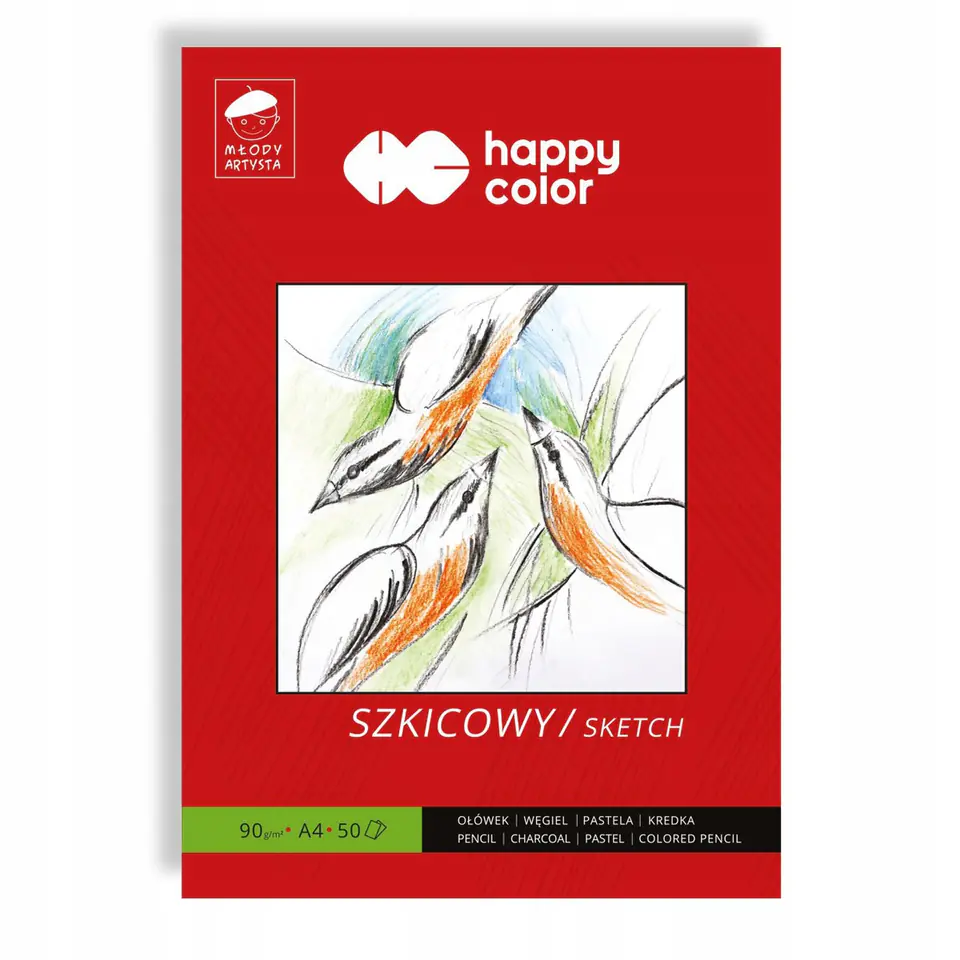 Blok szkicownik A4 50k 90g MŁODY ARTYSTA HA 3709 2030-M50 HAPPY COLOR