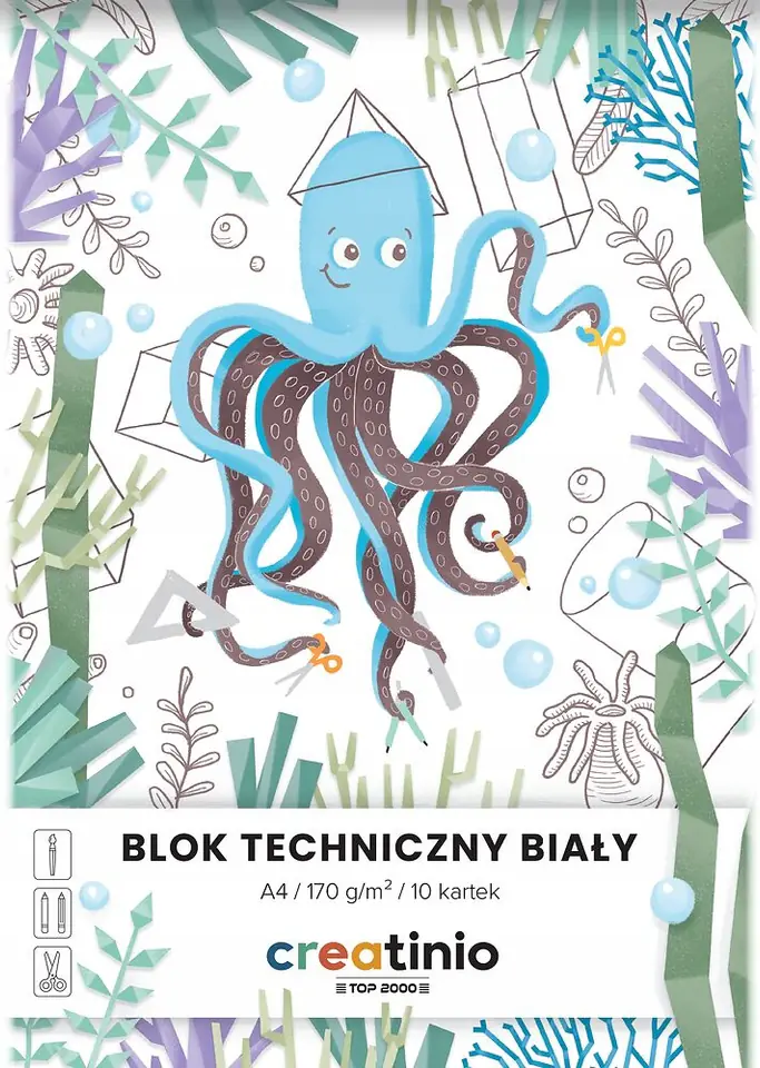 Blok techniczny A4 10k 170g biały CREATINIO 400176667 TOP 2000