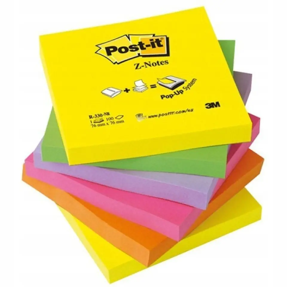 Bloczek samoprzylepny 76x76mm 100k neonowe (6szt) POST-IT Z-Notes R330-NR UU009543198 3M