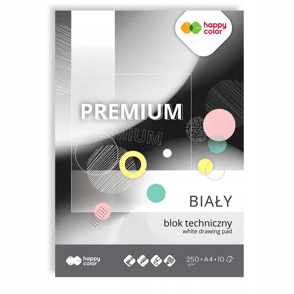 Blok techniczny A4 10k 250g biały PREMIUM HA 3725 2030-0 HAPPY COLOR