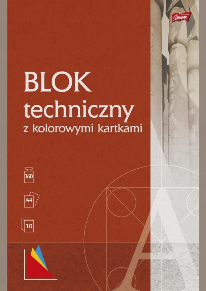 Blok techniczny szkolny A4 kolorowy 10 kartek 160g UNIPAP