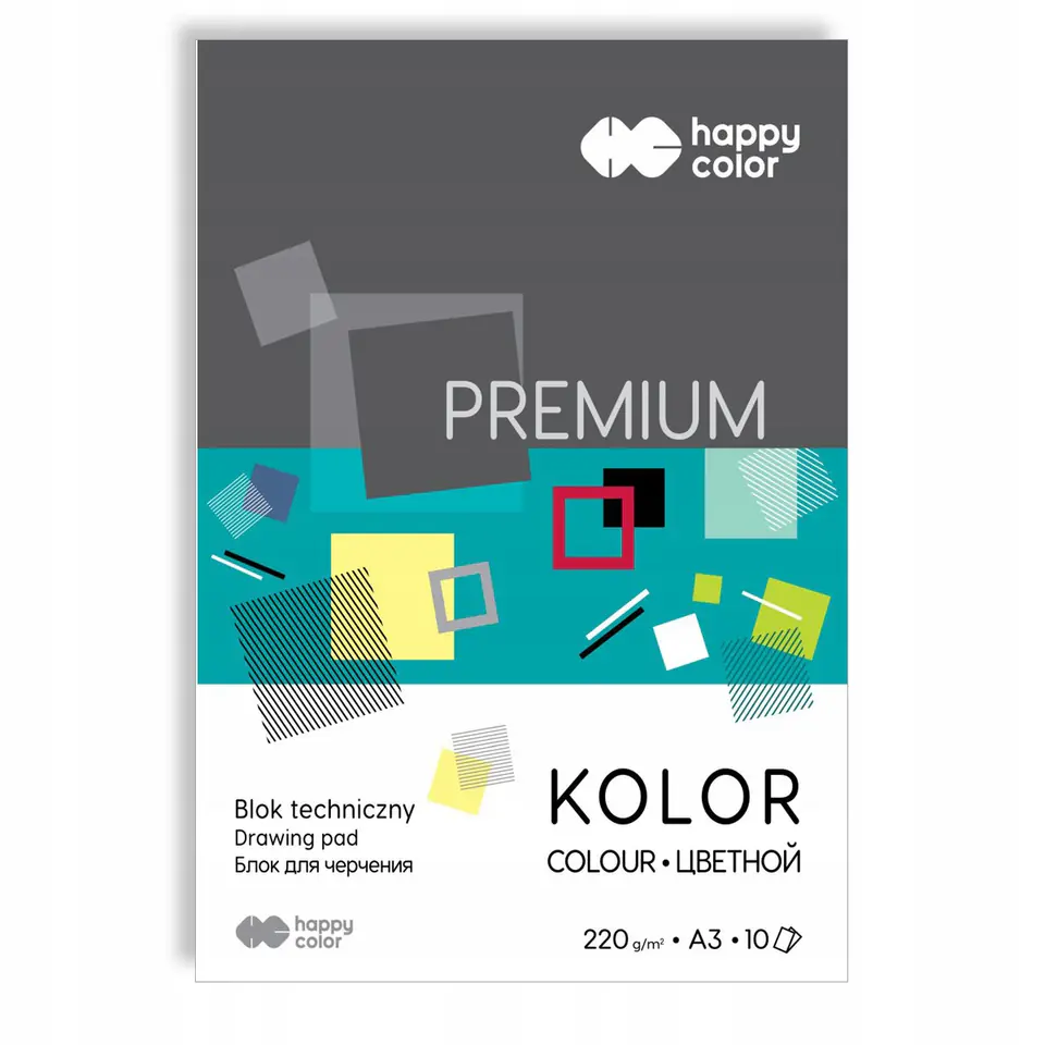 Blok techniczny A3 220g 10 kolorów PREMIUM HA 3722 3040-09 HAPPY COLOR