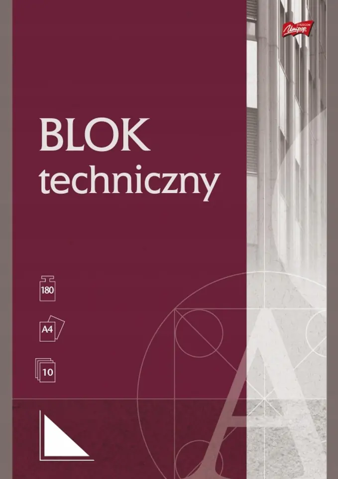 Blok techniczny szkolny A4 biały 10 kartek 190g UNIPAP