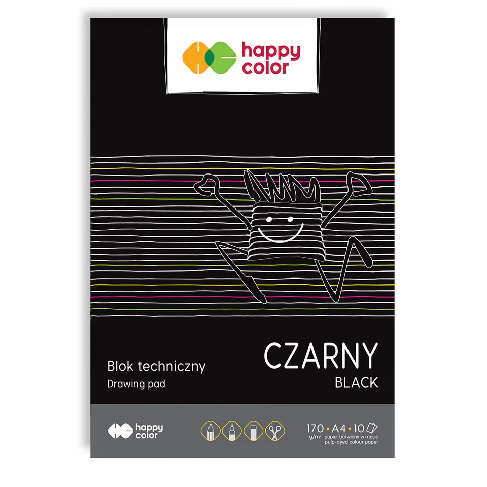 Blok techniczny A4 10k 170g czarny HA 3717 2030-9 HAPPY COLOR