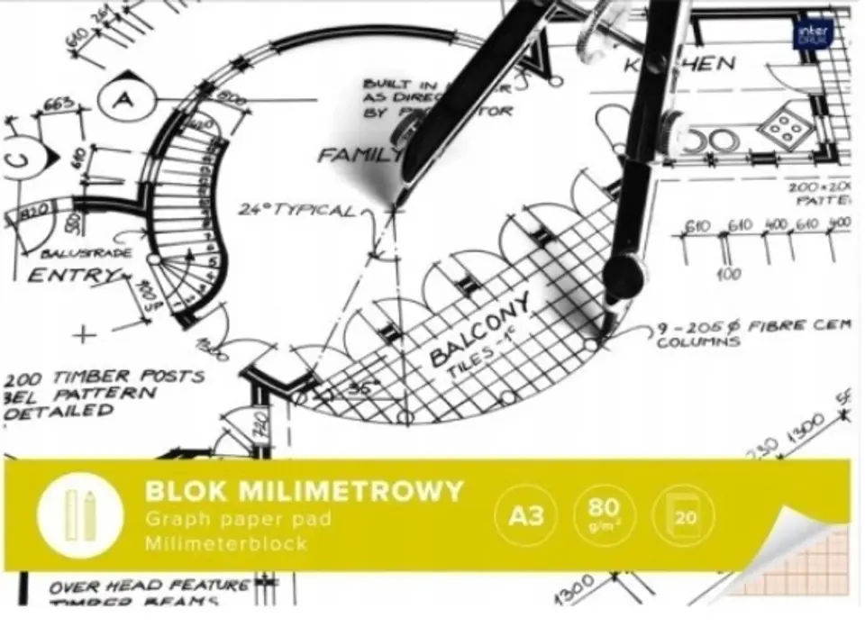 Blok milimetrowy A3 20k 80g INTERDRUK