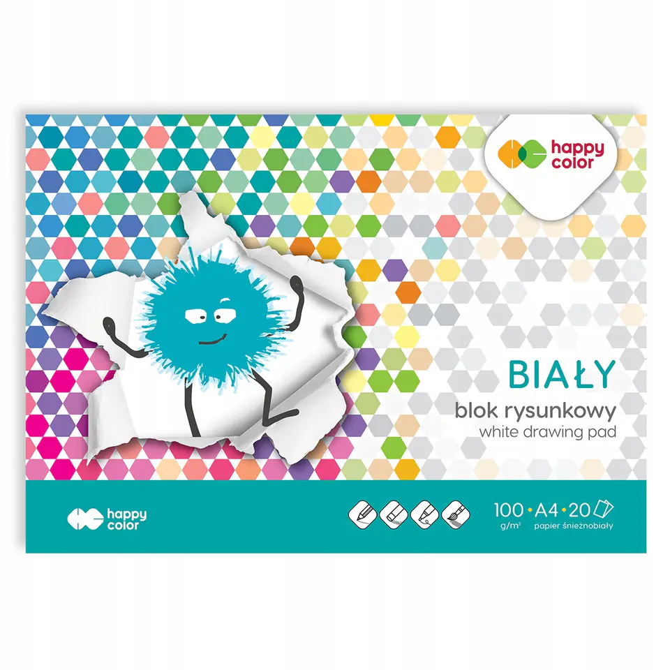 Blok rysunkowy A4 100g biały HA 3710 2 030-0 HAPPY COLOR