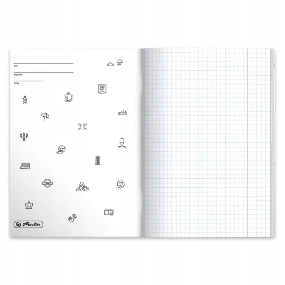 Zeszyt szkolny przedmiotowy A5 60 kartek w kratkę 70g JĘZYK ANGIELSKI 400197993 HERLITZ