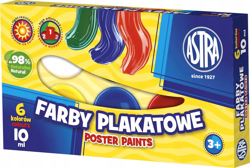 Farby plakatowa 6 kolorów 10ml 83111903 ASTRA