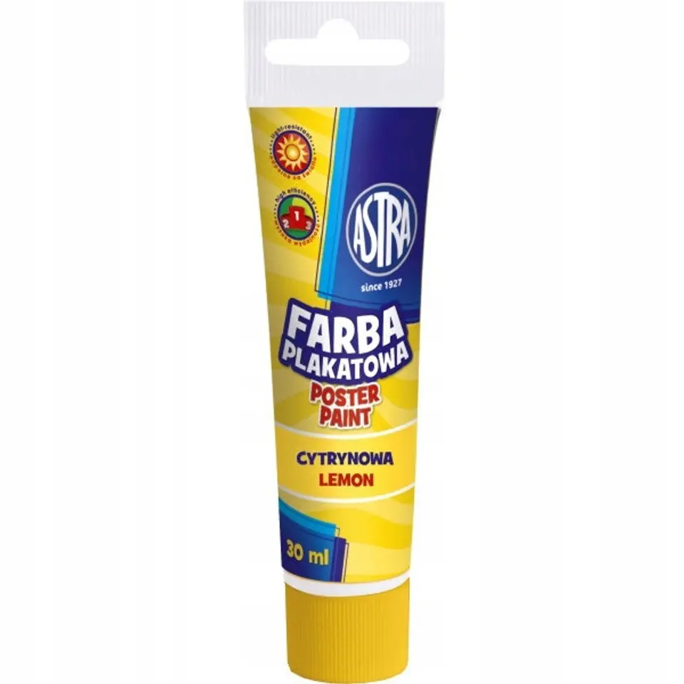 Farba plakatowa tuba 30 ml - cytrynowa 83110908 ASTRA