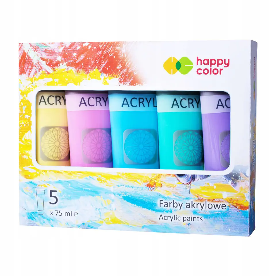 Farba akrylowa 5 kol. x 75ml mix pastelowy HA 7370 0075-MIXPas Happy Color