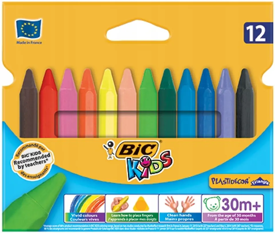 Kredki świecowe 12kol. Plastidecor Triangle 8297733 BIC