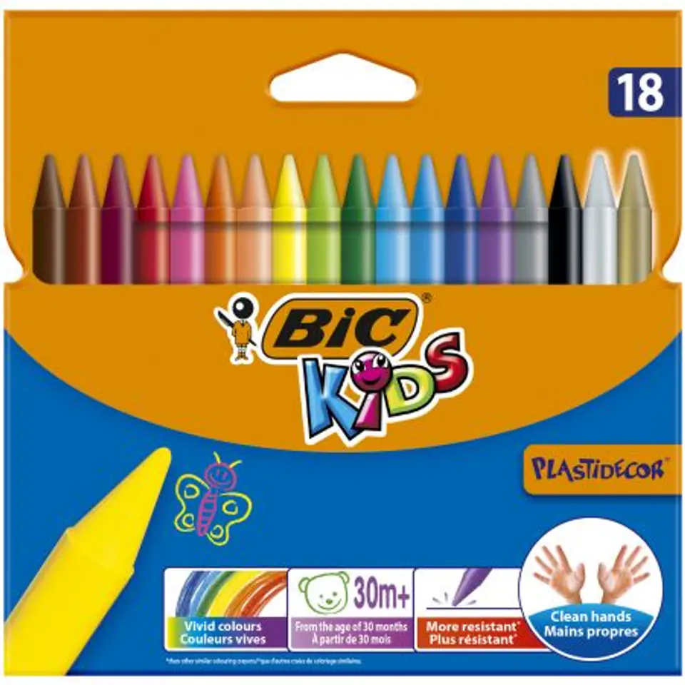 Kredki świecowe 18kol. Plastidecor 829771 BIC