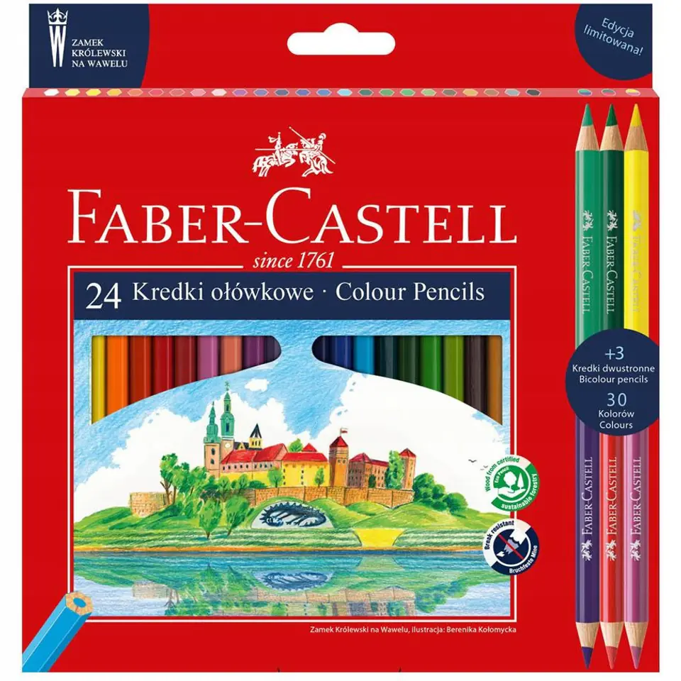 Kredki ołówkowe ZAMEK 24kolory + 3 kredki dwustronne edycja limitowana 201481 FABER-CASTELL