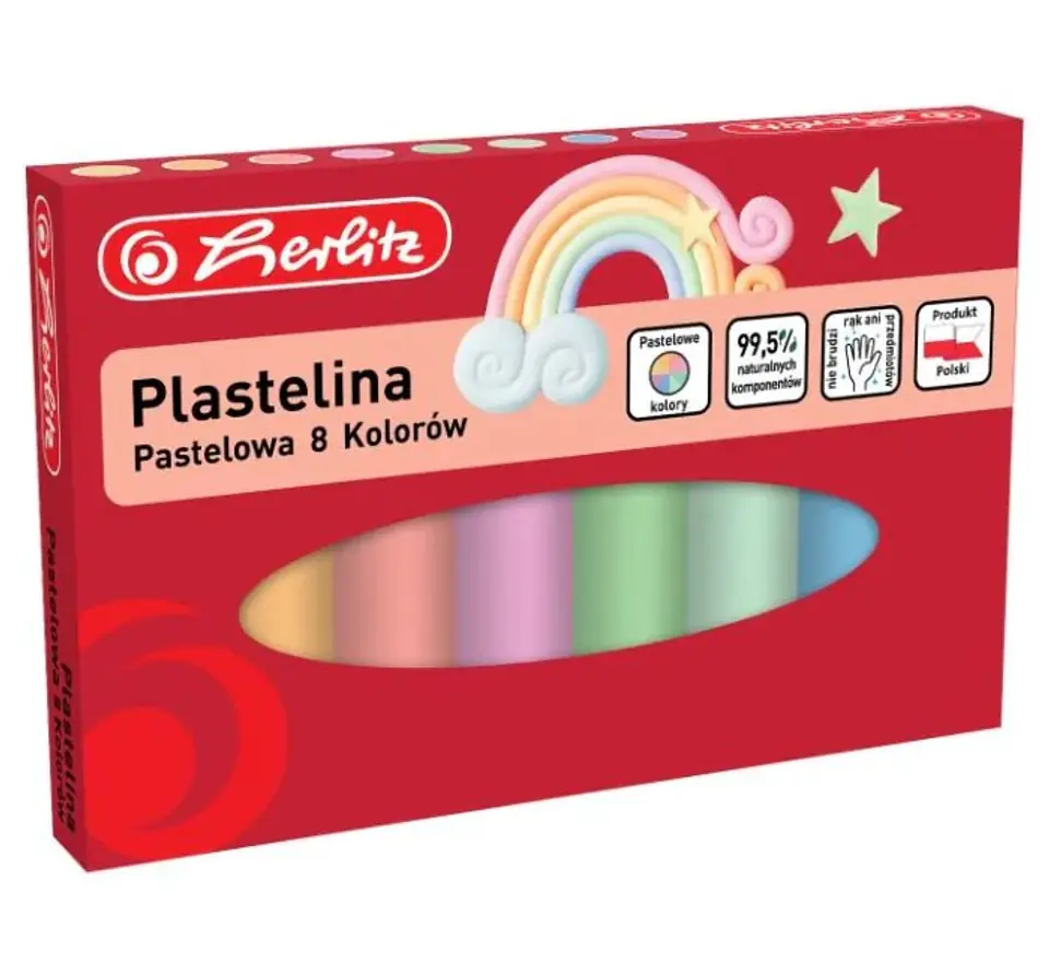 Plastelina szkolna pastelowa Zestaw 8 kolorów 9588880 HERLITZ