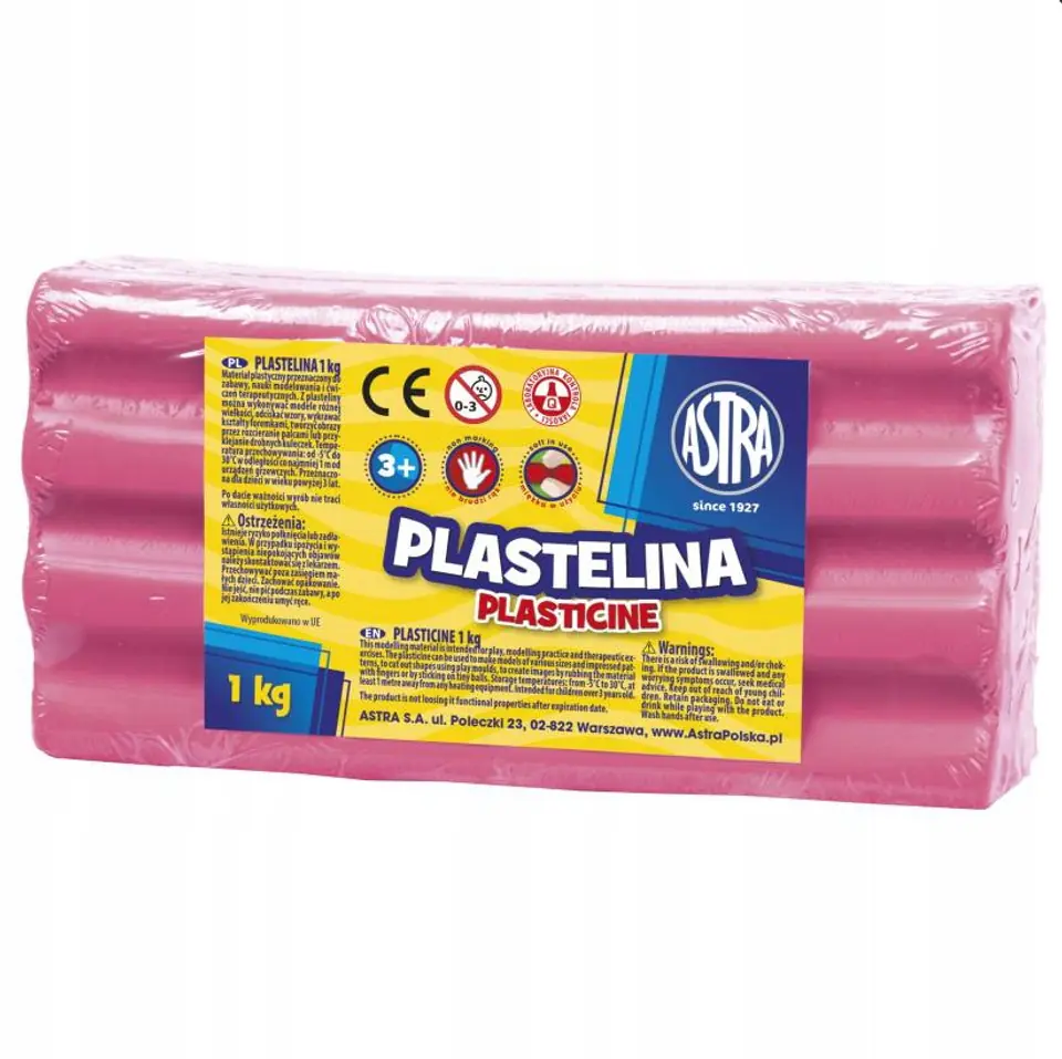 Plastelina szkolna dla dzieci 1kg różowa jasna 303111007 ASTRA