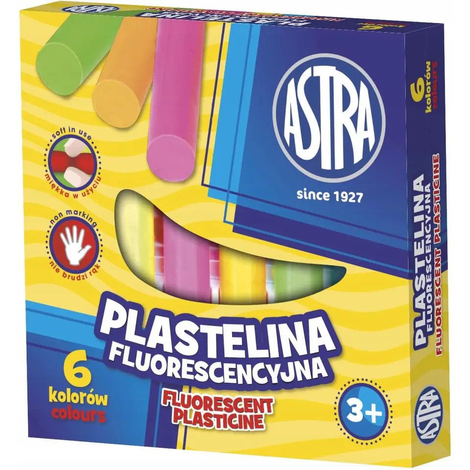 Plastelina dla dzieci fluorescencyjna 6 kolorów zestaw 83811906 ASTRA