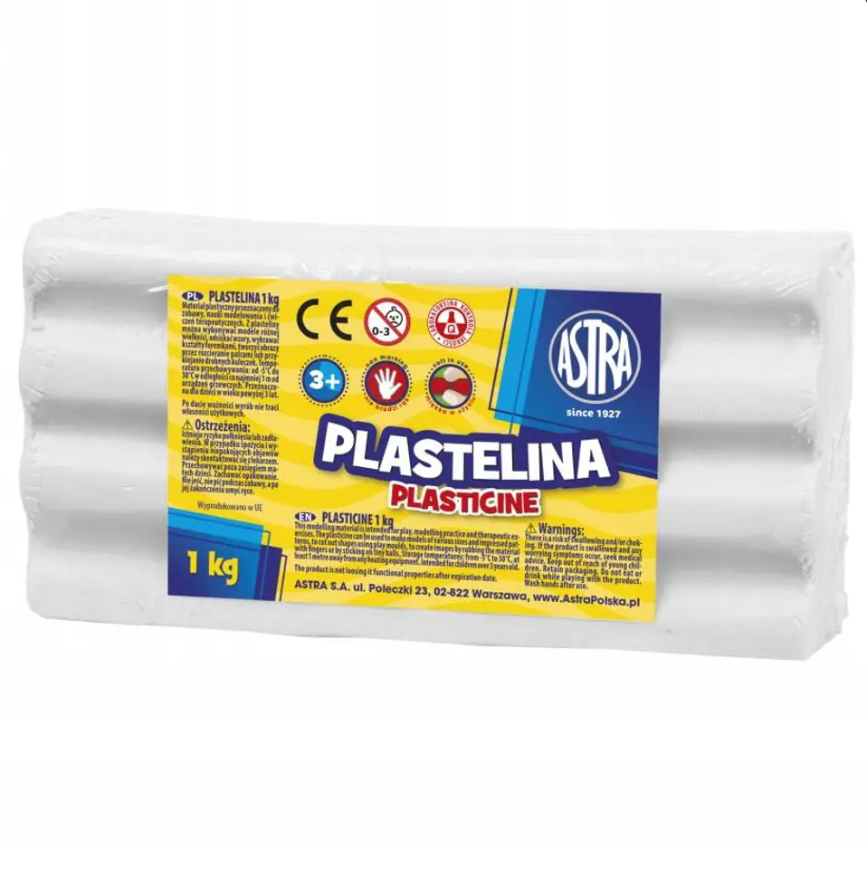 Plastelina szkolna dla dzieci 1kg biała 303111001 ASTRA
